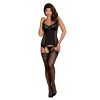 Amallie Corset with Thong and Garter Black by OBSESSIVE