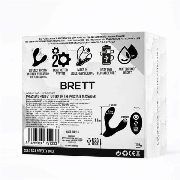 Brett Prostate Massager Remote Control USB Liquid Silicone - Image 3
