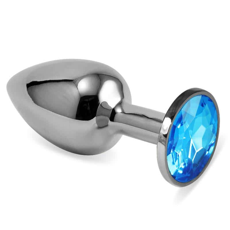 Butt-Plug-Silver-Rosebud-Classic-with-Blue-Jewel-Size-S Butt Plug Silver Rosebud Classic with Blue Jewel Size S - Image 1