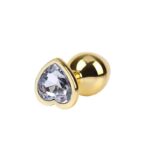 Clear Heart Golden Anal Plug with Jewel Size M - Image 5