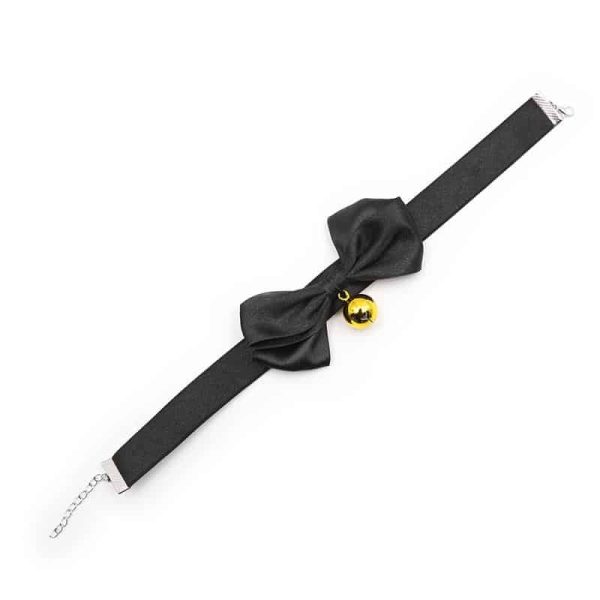 Collar with Bow and Bell 36 cm Size L Black - Image 3
