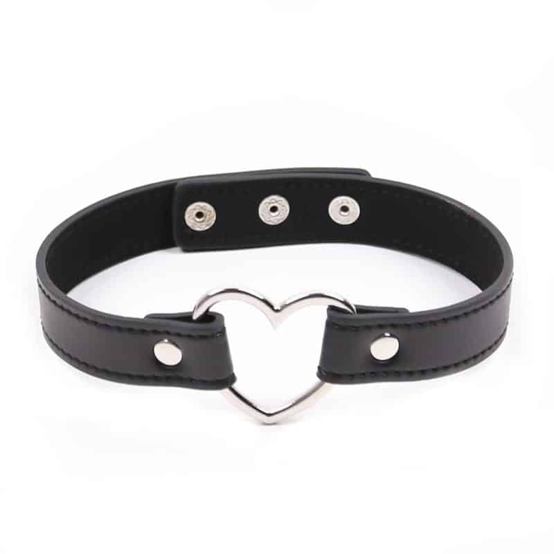 Collar-with-Heart-Shaped-Hoop-Adjustable-415-cm-Black Collar with Heart Shaped Hoop Adjustable 41,5 cm Black - Image 1
