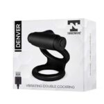 Denver Double Cockring with Vibrating Bullet USB Silicone Black - Image 2