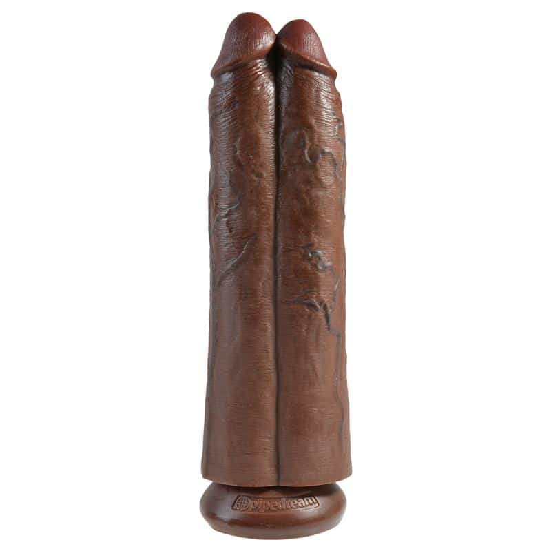 Double-Dildo-Two-Cocks-One-Hole-11-Brown Double Dildo Two Cocks One Hole 11 Brown - Image 1