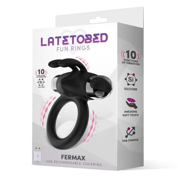 Fermax Vibrating Ring with Rabbit USB Silicone Black - Image 2