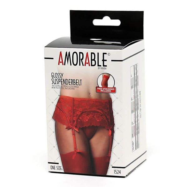 Garter Belt with Thong and Stockings Red - Image 3