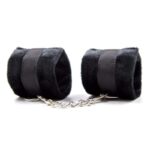 Handcuffs with Velcro with Long Fur Black - Image 2
