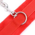 Handcuffs with Velcro with Long Fur Red - Image 5