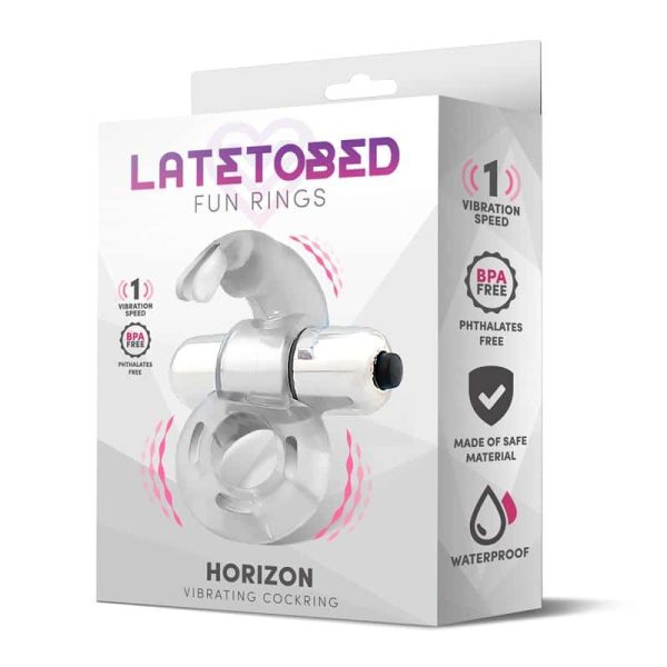 Horizon Vibrating Penis Ring with Rabbit Clear - Image 5
