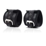 Leather Handcuffs with Big Hoops Black - Image 2