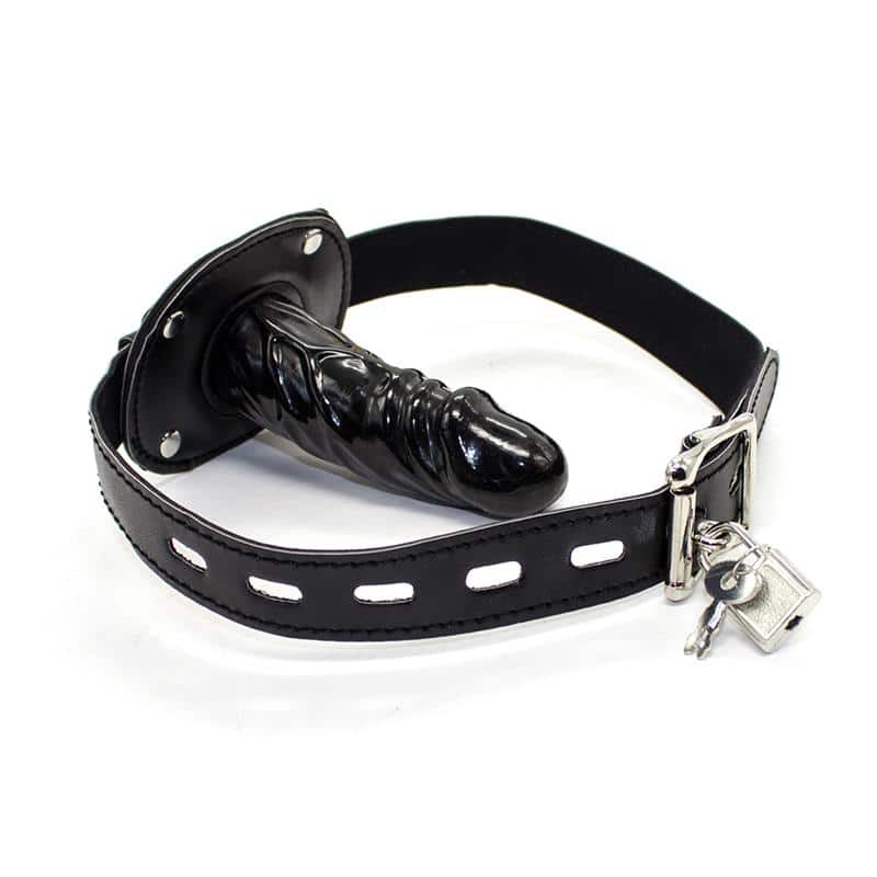 Locking-Long-Penis-10-cm-Gag-Ball-Black Locking Long Penis 10 cm Gag Ball Black - Image 1