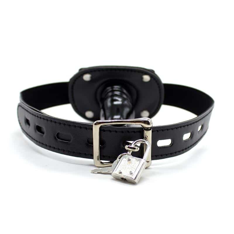 Locking-Short-5-cm-Penis-Gag-Ball-Black Locking Short 5 cm Penis Gag Ball Black - Image 1
