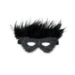 Luxury Mask with Feathers Black - Image 2
