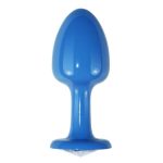 Metal Butt Plug Blue Rosebud with Clear Jewel - Image 2