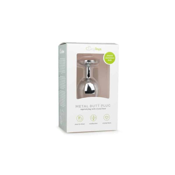 Metal Butt Plug No. 2 - Silver/Clear - Image 8