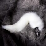 Metal Butt Plug with Foxy Tail Velvet Touch 40 cm White - Image 2