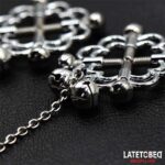 Metal Flower Nipple Clamps with Chain - Image 3