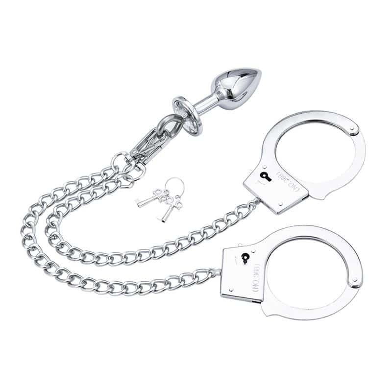 Metal-Hand-Cuffs-with-Anal-Plug Metal Hand Cuffs with Anal Plug - Image 1