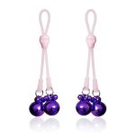 Nipple Clamps Skulls and Ring Bells Silicone and Metal Pink/Purple