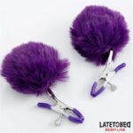 Nipple Clamps with Purple Fur - Image 2