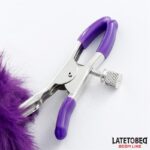 Nipple Clamps with Purple Fur - Image 4