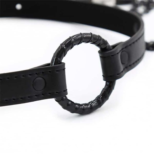 O Ring Gag and Nipple Clamps Vegan Leather - Image 4