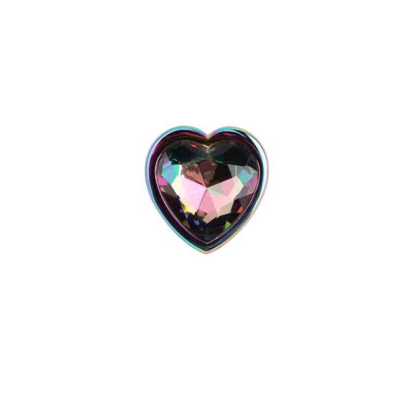 Rainbow Effect Metal Butt Plug with Heart Jewel 2,7 - Image 5