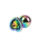 Rainbow Heart Multicolored Anal Plug with Jewel Size M - Image 3