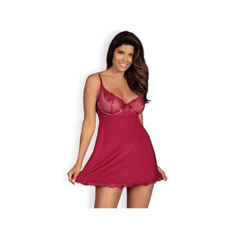 Rosalyne-Babydoll-and-Thong-Red-Size-SM Rosalyne Babydoll and Thong Red Size S/M - Image 1