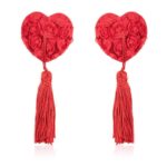 Rose Heart Nipple Covers Red