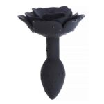 Rose Silicone Butt Plug Black - Image 4