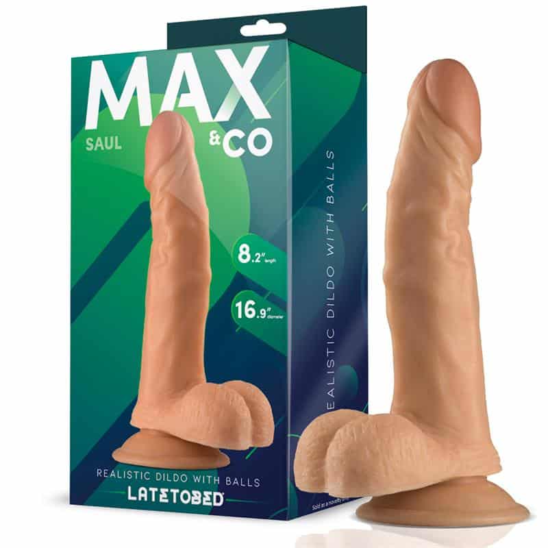 Saul-Realistic-Dildo-with-Testicles-Flesh-825-21-cm Saul Realistic Dildo with Testicles Flesh 8,25 - 21 cm - Image 1