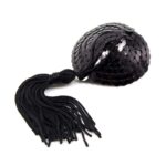 Self-Adhesive Heart Sequin Nipple Cover with Tassel Black - Image 2