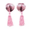 Self-Adhesive Heart Sequin Nipple Cover with Tassel Pink by LATETOBED BDSM LINE image 2