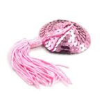 Self-Adhesive Heart Sequin Nipple Cover with Tassel Pink - Image 3