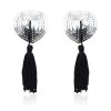 Self-Adhesive Heart Sequin Nipple Cover with Tassel Silver/Black by LATETOBED BDSM LINE