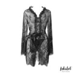 Lucy Semi Transparent Peignoir and Thong Black - Image 3