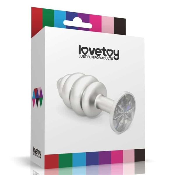Spiral Butt Plug Rosebud with Clear Jewel - Image 2