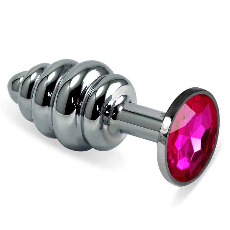 Spiral-Butt-Plug-Rosebud-with-Fuchsia-Jewel Spiral Butt Plug Rosebud with Fuchsia Jewel - Image 1