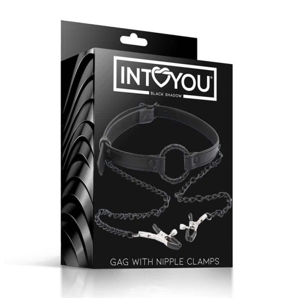 O Ring Gag and Nipple Clamps Vegan Leather - Image 7