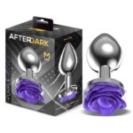 Analplug aus Metall mit Basis aus lila Rosen - Größe M