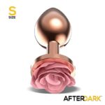 Rosegold Metal Anal Plug with Pink Rose Base - Size S - Image 2