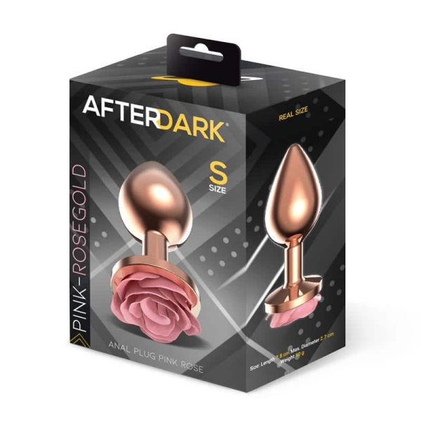 Rosegold Metal Anal Plug with Pink Rose Base - Size S - Image 4