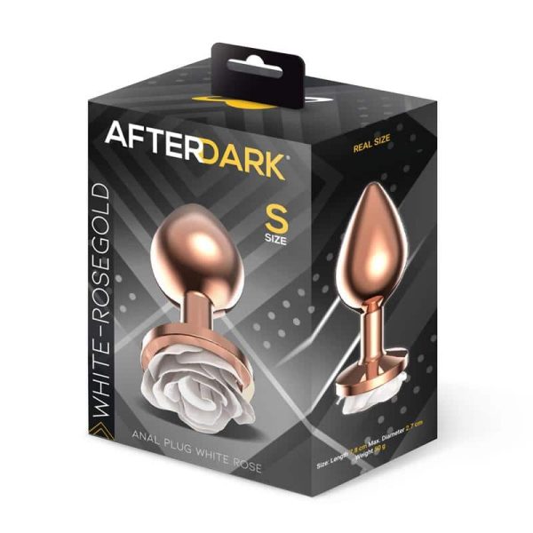 Rosegold Metal Anal Plug with White Rose Base - Size S - Image 4