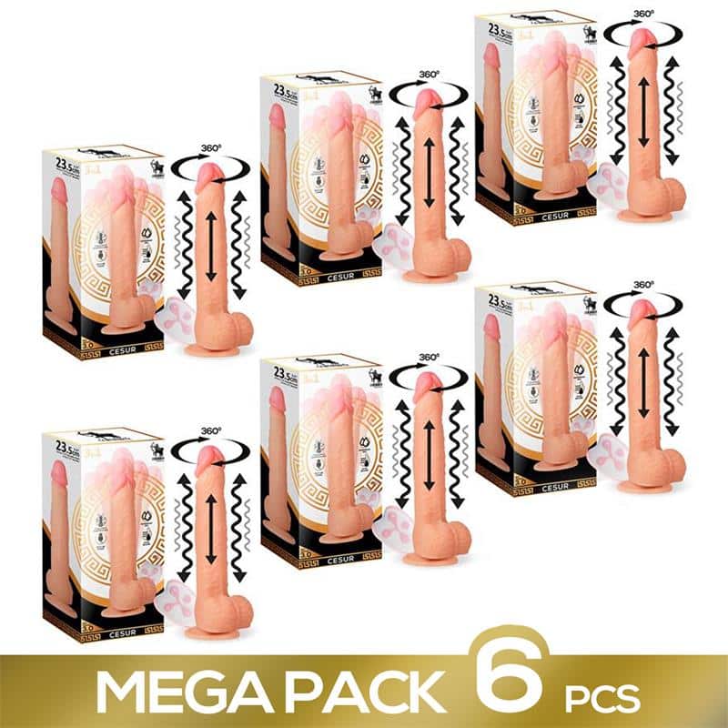 Pack-of-6-Cesur-3.0-Realistic-Dildo-with-Vibration-360o-Undulating-Movement-and-Telescopic Pack of 6 Cesur 3.0 Realistic Dildo with Vibration, 360º Undulating Movement and Telescopic - Image 1