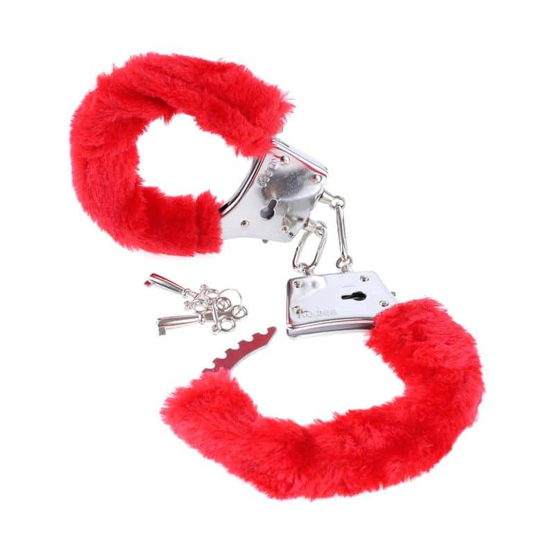 Beginners-Furry-Cuffs-Red Beginners Furry Cuffs Red - Image 1