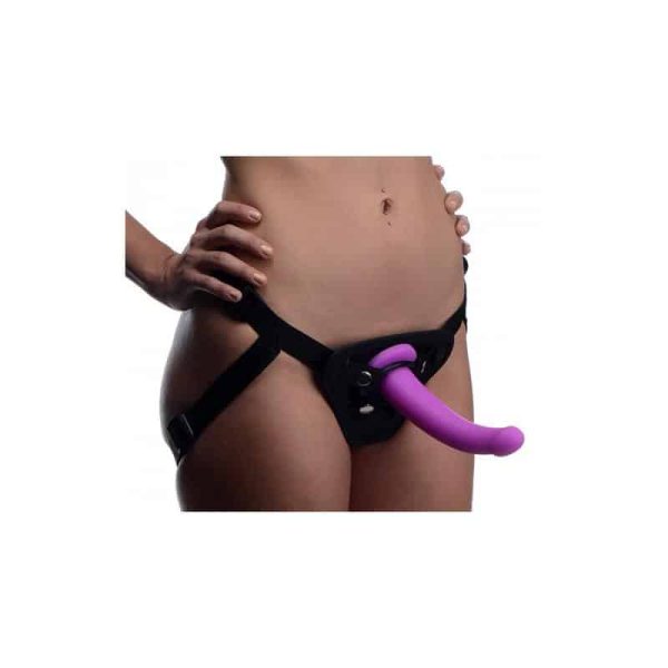 Navigator Silicone G-Spot Dildo with Harness Purple - Image 3