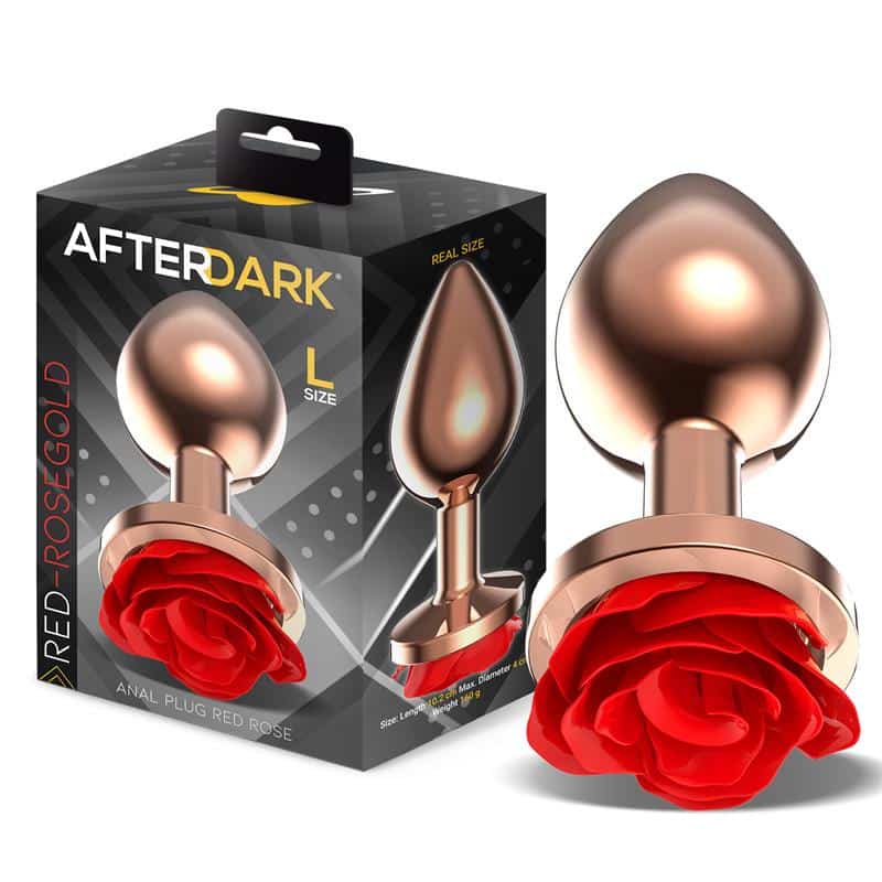 Rose-Gold-Anal-Plugh-with-Red-Rose-Base-size-L Rose Gold Anal Plugh with Red Rose Base size L - Image 1