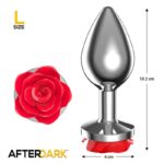 Silver Metal Anal Plug with Red Rose Base Size L - Image 3