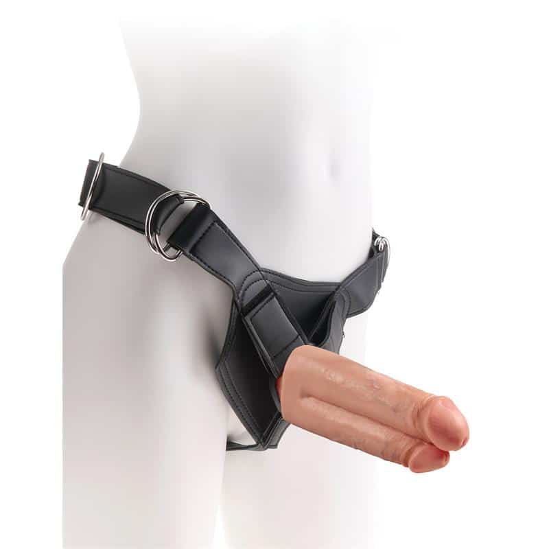 Strap-On-Two-Cocks-One-Hole-7-cm-Flesh Strap-On Two Cocks One Hole 7 cm Flesh - Image 1